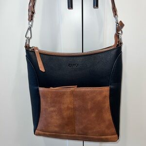 Cluci Black and Brown vegan leather Shoulder Bag